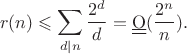 $$r(n)\leqslant\sum_{d|n}\frac{2^d}d=\underline{\underline{\mathrm{O}}}(\frac{2^n}n).$$