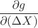 $\dfrac{\partial g}{\partial(\Delta X)}$