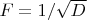 $F = 1/\sqrt{D}$