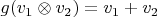 $g(v_1\otimes v_2) = v_1 + v_2$