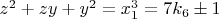 $z^2+zy+y^2=x_1^3=7k_6\pm1$