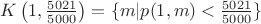 $K\left(1,\frac{5021}{5000}\right)=\{m|p(1,m)<\frac{5021}{5000}\}$