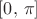 $\left[0,\,\pi\right]$