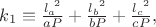 $k_1\equiv \frac{l_{a}^{\ 2}}{aP}+\frac{l_{b}^{\ 2}}{bP}+\frac{l_{c}^{\ 2}}{cP},$