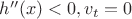 $h''(x)<0,v_t=0$