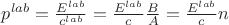 $p^{lab}=\frac{E^{lab}}{c^{lab}}=\frac{E^{lab}}{c}\frac{B}{A}=\frac{E^{lab}}{c}n$