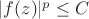 $|f(z)|^p \le C$