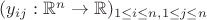 $(y_{ij} : {\mathbb R}^n \to {\mathbb R})_{1 \le i \le n, 1 \le j \le n}$ $(y_{ij} : {\mathbb R}^n \to {\mathbb R})_{1 \le i \le n, 1 \le j \le n}$