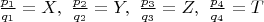 $\frac{p_1}{q_1}=X,\ \frac{p_2}{q_2}=Y,\ \frac{p_3}{q_3}=Z,\ \frac{p_4}{q_4}=T$