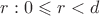 $r: 0\leqslant r <d$