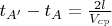 $\[{t_{A'}} - {t_A} = \frac{{2l}}{{{V_{cp}}}}\]$