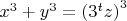 $x^3  + y^3  = \left( {3^t z} \right)^3 $