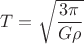 $$T=\sqrt {\dfrac {3\pi}{G\rho}}$$