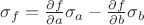 $\sigma_{f}=\frac{\partial f}{\partial a}\sigma_{a}-\frac{\partial f}{\partial b}\sigma_{b}$
