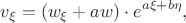 $$
\displaystyle{v_{\xi}=(w_{\xi}+aw)\cdot e^{a\xi+b\eta},}
$$