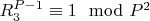 $R_3^ {P-1}\equiv 1\mod P^2$