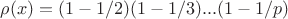 $\rho (x)=(1-1/2)(1-1/3)...(1-1/p)$