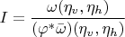 $I=\dfrac{\omega(\eta_v,\eta_h)}{(\varphi^*\bar\omega)(\eta_v,\eta_h)}$