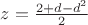 $z=\frac{2+d-d^2}{2}$