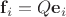 $\mathbf f_i = Q \mathbf e_i$