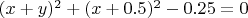 $(x+y)^2+(x+0.5)^2 -0.25=0$