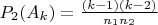 $P_2(A_k)=\frac{(k-1)(k-2)}{n_1 n_2}$
