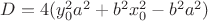 $D=4(y_0^2a^2+b^2x_0^2-b^2a^2)$