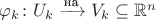 $\varphi_k\colon U_k\xrightarrow{\text{на}}V_k\subseteq\mathbb R^n$ $\varphi_k\colon U_k\xrightarrow{\text{на}}V_k\subseteq\mathbb R^n$