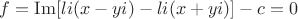 $f=\operatorname{Im}[li(x-yi)-li(x+yi)]-c=0$