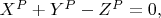 $X^P + Y^P -Z^P = 0,$