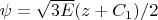 $\psi=\sqrt{3E}(z+C_1)/2$