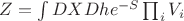 $Z=\int DX Dh e^{-S} \prod_i V_i$ $Z=\int DX Dh e^{-S} \prod_i V_i$