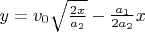 $y=v_0\sqrt{\frac{2x}{a_2}}-\frac{a_1}{2a_2}x$