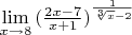 $\lim\limits_{x \to 8}  {(\frac{2x - 7}{x + 1})^\frac{1}{\sqrt[3]{x } - 2}}