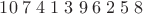 $10\;7\;4\;1\;3\;9\;6\;2\;5\;8$