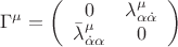 $$\Gamma^\mu=\left(\begin{array}{cc}
0& \lambda^\mu_{\alpha\dot\alpha}\\
\bar\lambda^\mu_{\dot\alpha\alpha}&0
\end{array}\right)$$
