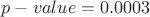 $p-value=0.0003$