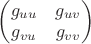 $\begin{pmatrix}g_{uu}&g_{uv}\\g_{vu}&g_{vv}\end{pmatrix}$