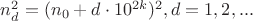 $n_d^2=(n_0+d\cdot 10^{2k})^2, d=1,2,...$