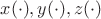$x(\cdot), y(\cdot), z(\cdot)$