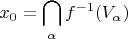 $x_0=\displaystyle\bigcap_{\alpha}f^{-1}(V_{\alpha})$