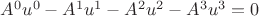 $A^0 u^0-A^1 u^1-A^2 u^2-A^3 u^3=0$
