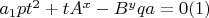 $a_1pt^2 + tA^x - B^y q a = 0 (1)$