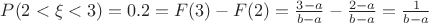 $P(2<\xi<3)=0.2=F(3)-F(2)=\frac{3-a}{b-a}-\frac{2-a}{b-a}=\frac{1}{b-a}$