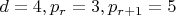 $d=4, p_r=3, p_{r+1}=5$