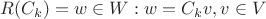 $R(C_k) = { w \in W : w=C_k v, v \in V } $