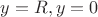 $y=R, y=0$