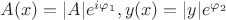 $A(x)=|A|e^{i\varphi _1},y(x)=|y|e^{\varphi _2}$