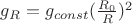 $g_R = g_{const}(\frac {R_0}{R})^2$
