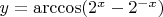 $y = \arccos (2^x - 2^{-x})$